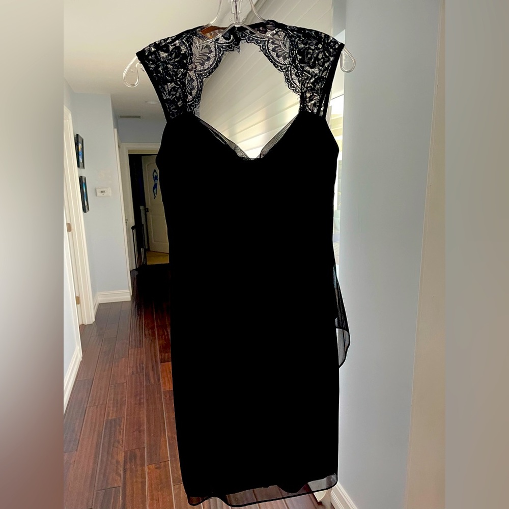Black lace cocktail dress.  Size 8 designer Scarlett.